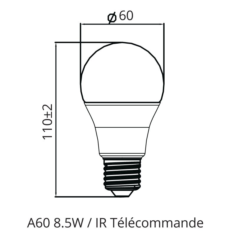 Ampoule LED E27 A60 8.5W RGBW avec Télécommande - Silamp France