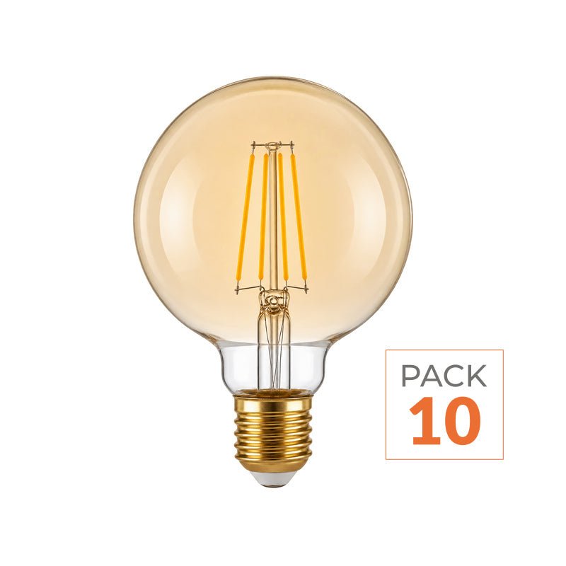Ampoule LED Filament Connectée Wifi E27 4W Ambrée G95 CCT - 2700K/6500K - Pack de 10 - Silamp France