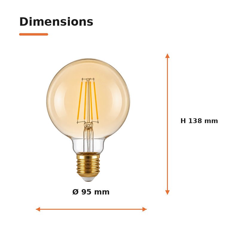 Ampoule LED Filament Connectée Wifi E27 4W Ambrée G95 CCT - 2700K/6500K - Pack de 10 - Silamp France