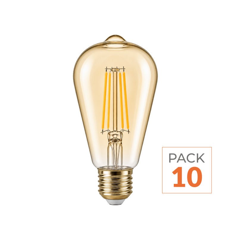 Ampoule LED Filament Connectée Wifi E27 4W Ambrée ST64 CCT - 2700K/6500K - Pack de 10 - Silamp France