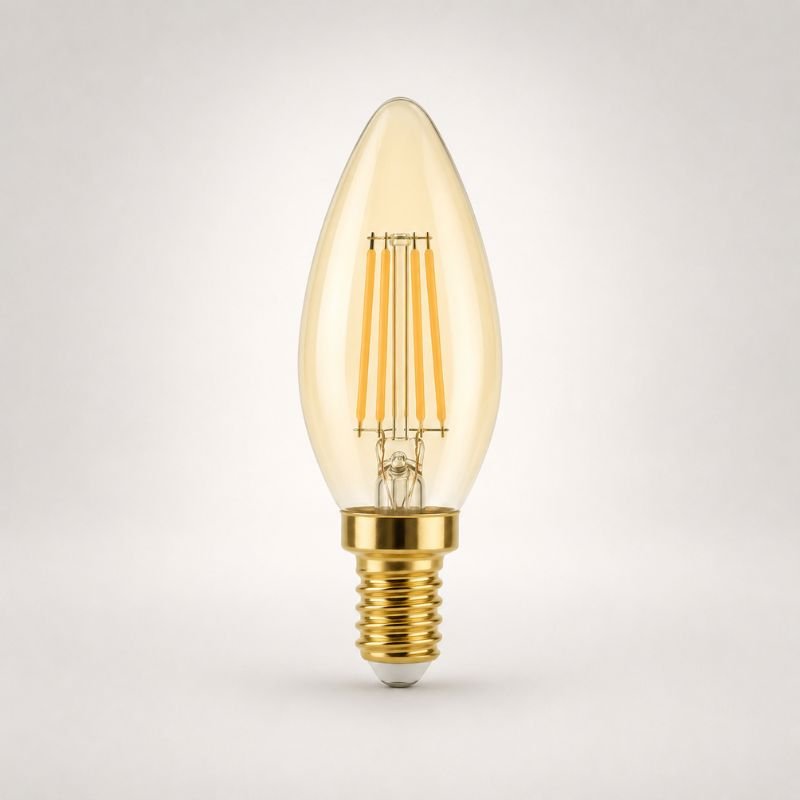 Ampoule LED Filament Dimmable E14 4W Ambrée C37 - Silamp France