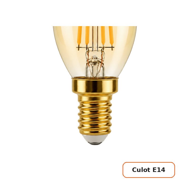 Ampoule LED Filament Dimmable E14 4W Ambrée C37 - Pack de 10 - Silamp France