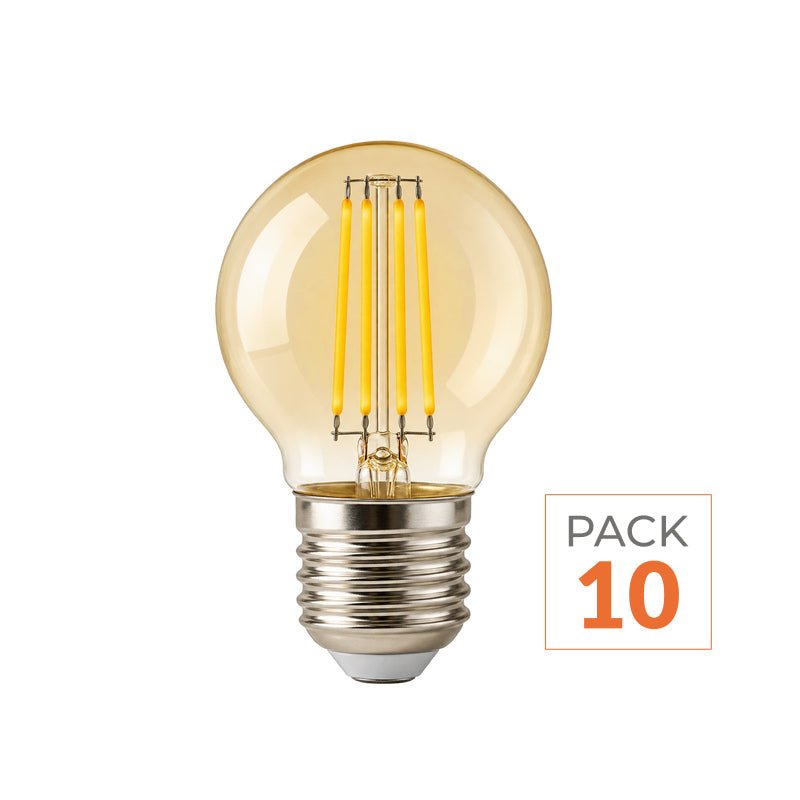 Ampoule LED Filament E27 4W Ambrée G45 - Pack de 10 - Silamp France