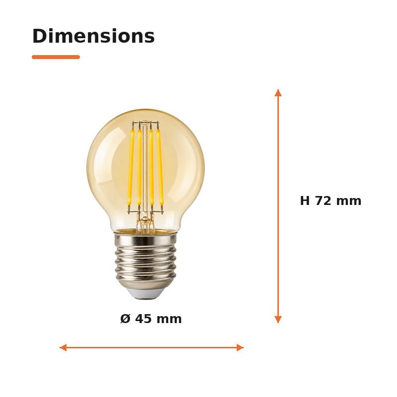 Ampoule LED Filament E27 4W Ambrée G45 - Pack de 10 - Silamp France