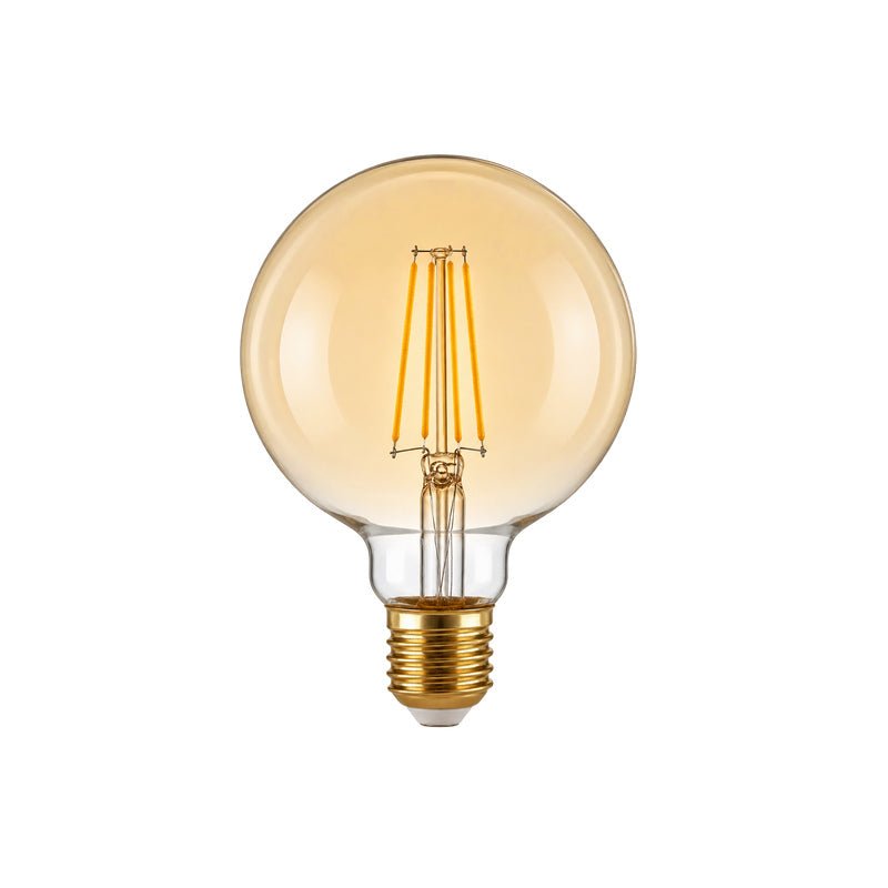 Ampoule LED Filament E27 8W Ambrée G95 - Silamp France