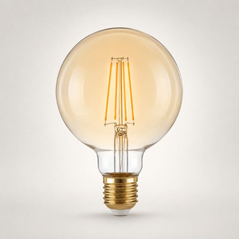 Ampoule LED Filament E27 8W Ambrée G95 - Silamp France