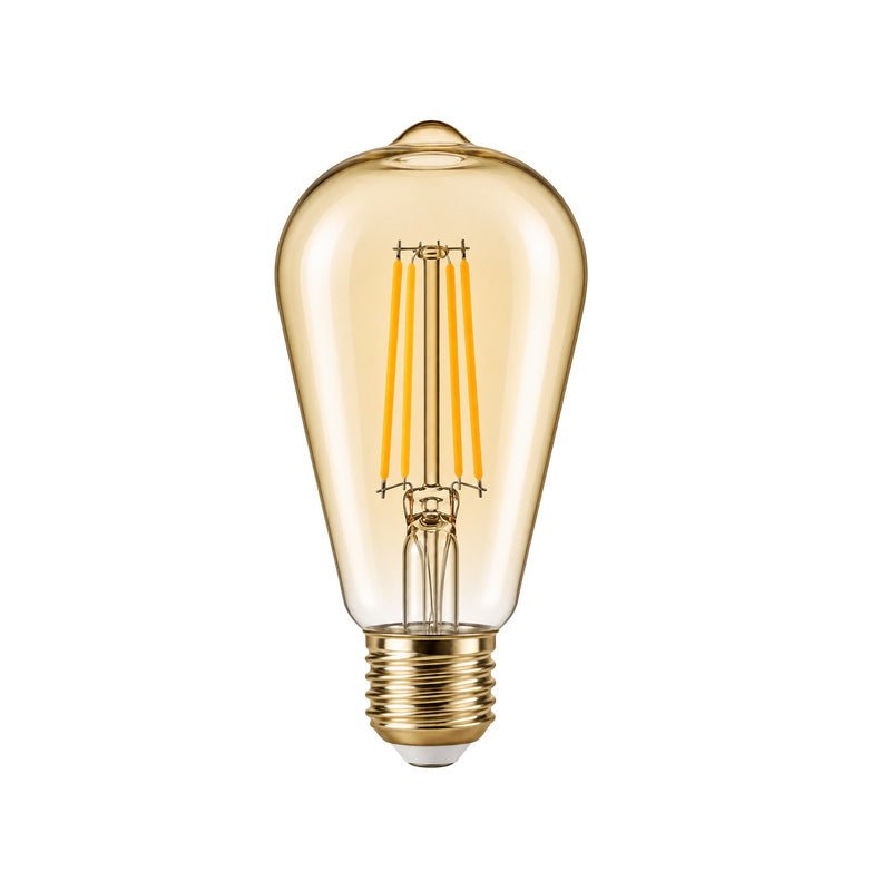 Ampoule LED Filament E27 8W Ambrée ST64 - Silamp France