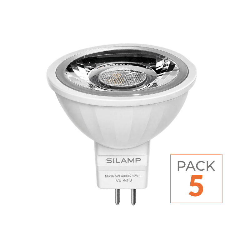 Ampoule LED GU5.3 / MR16 12V 8W SMD 80° (Pack de 5) - Silamp France