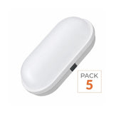Applique LED Murale 20W Blanche Ovale IP65 (Pack de 5)