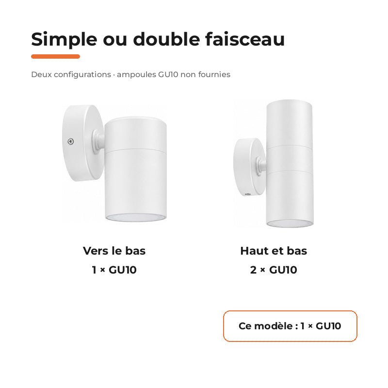 Applique Murale Blanche IP65 pour Ampoule GU10 - Pack de 10 – variantes