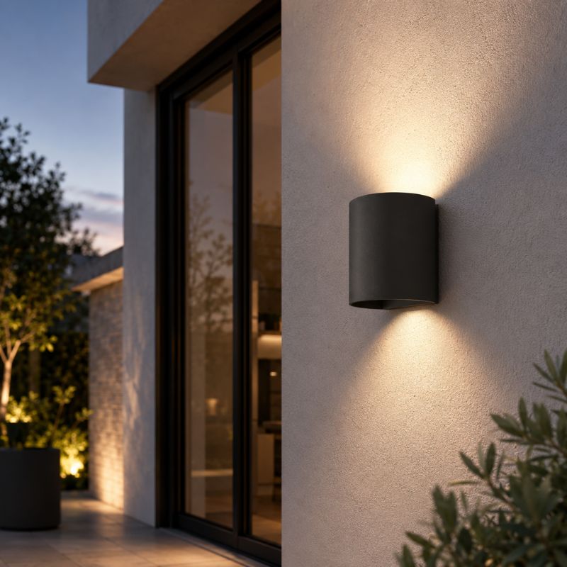 Applique Murale Graphite Grise 12W Double Faisceau IP65 Ovale - Silamp France