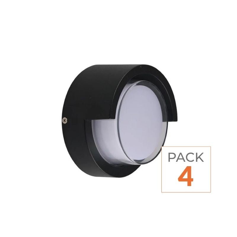 Applique Murale LED 15W Noire Ronde IP65 avec Cache (Pack de 4) - Silamp France
