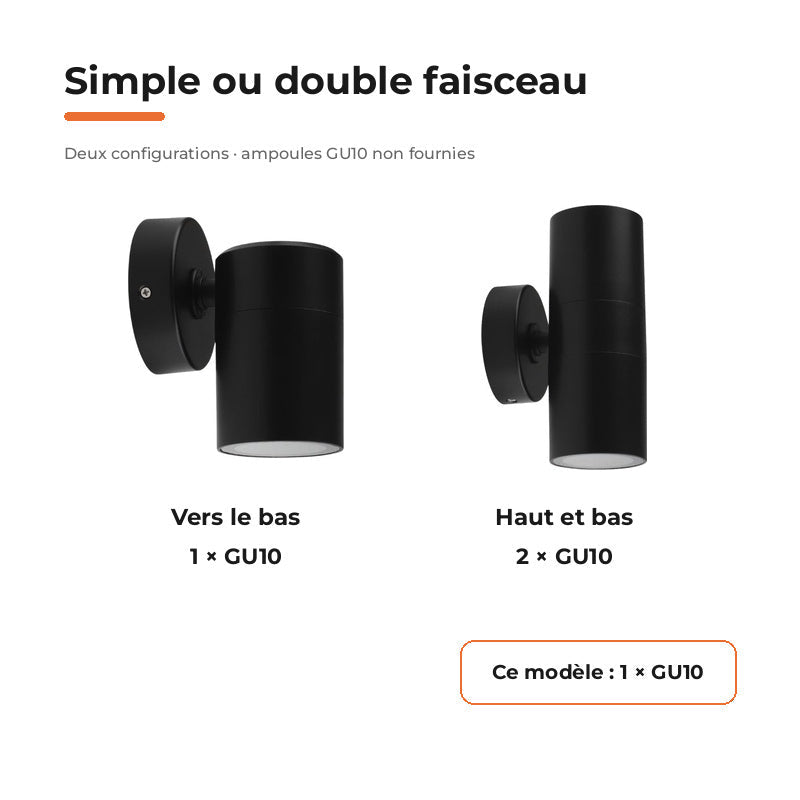 Applique murale LED Noire IP65 GU10 - Pack de 10 - Silamp France