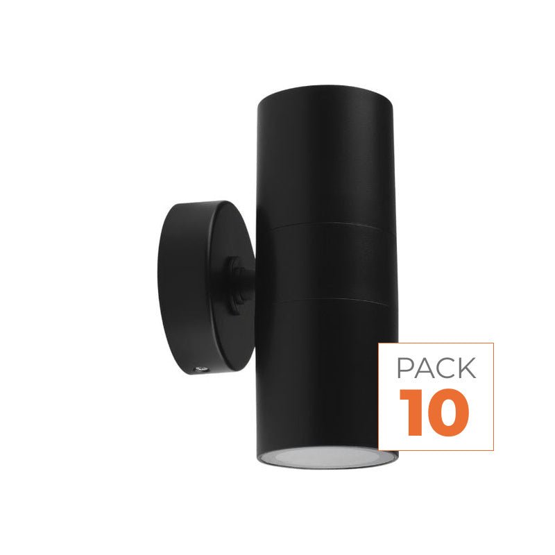 Applique Murale Noire IP65 Double Faisceau GU10 - Pack de 10 - Silamp France