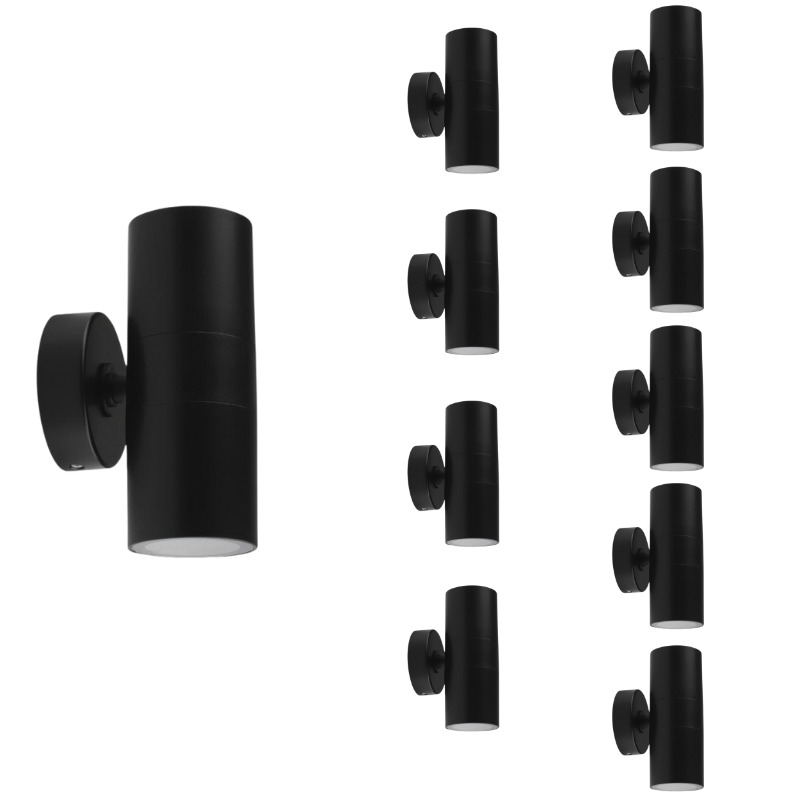 Applique Murale Noire IP65 Double Faisceau GU10 (Pack de 10) - Silamp France