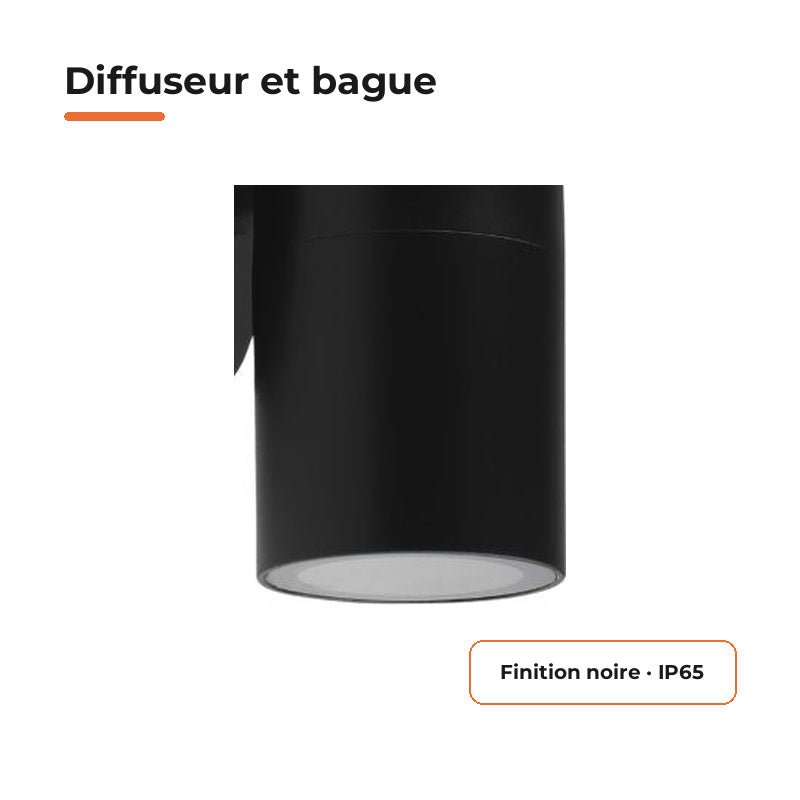 Applique Murale Noire IP65 Double Faisceau GU10 - Silamp France