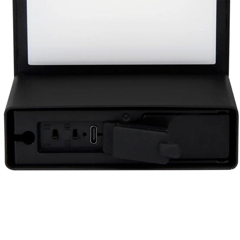 Applique Murale Solaire 220lm USB - C Carré IP54 Noir - Silamp France