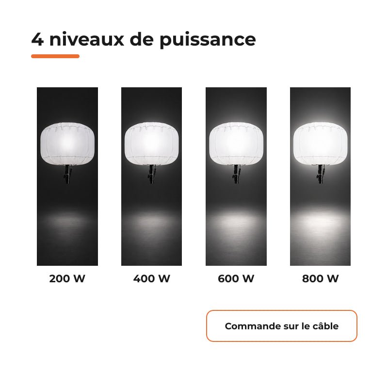 Ballon Lumineux LED 800W 100000 lm sur Mât Télescopique 4,30m - Silamp France