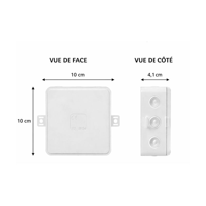 Boite de Dérivation en Saillie 12 Entrées 100x100x41 mm - Blanc - Silamp France