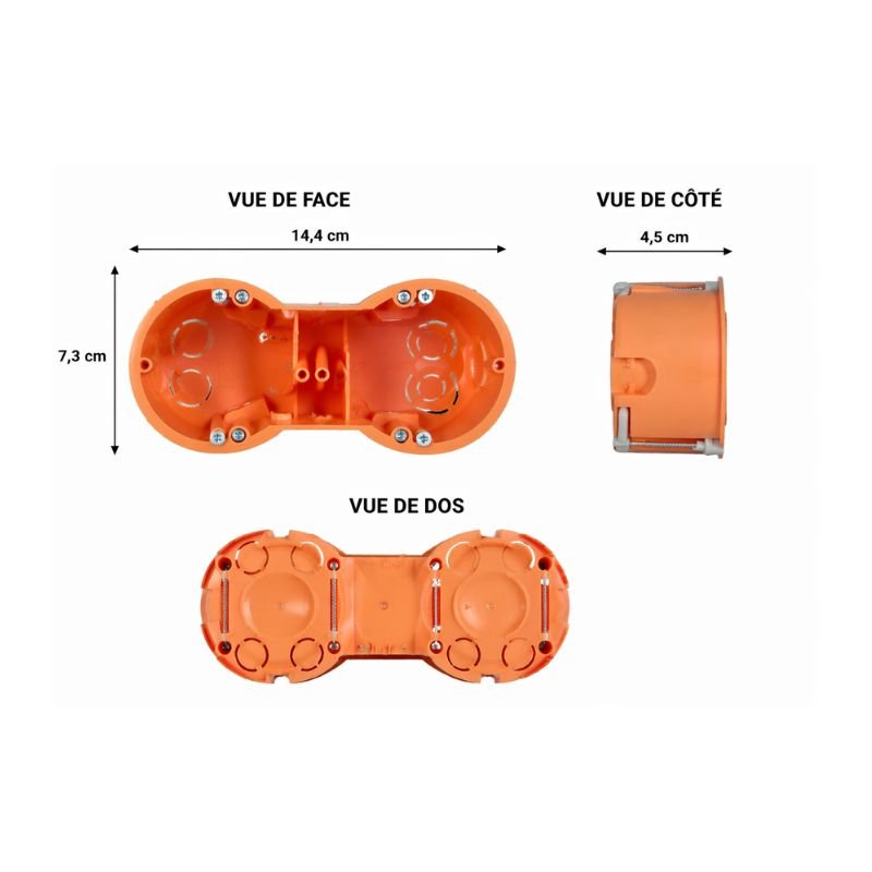 Boîte d'Encastrement Double pour Cloisons 60mm Profondeur - Silamp France