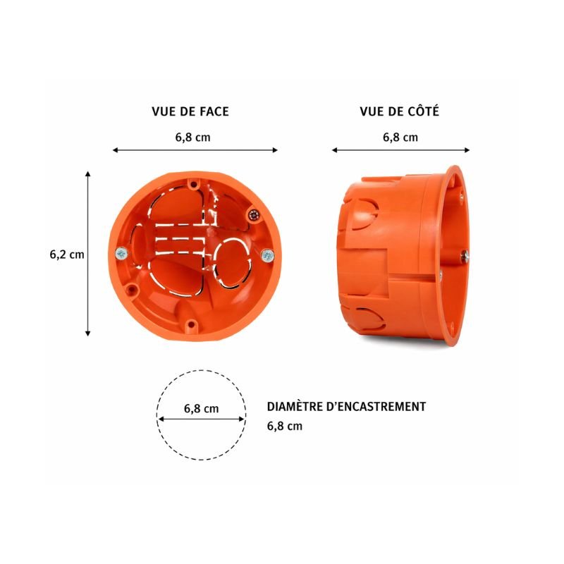 Boîte d'Encastrement pour Cloisons 60mm Profondeur - Rond - Silamp France