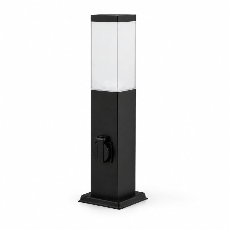 Borne de Jardin 80cm Carré Noir pour Ampoule E27 - Silamp France