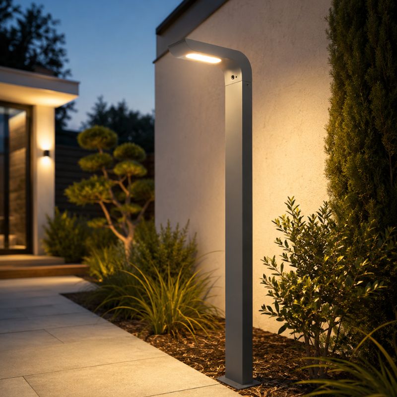 Borne de Jardin LED 80cm 7W CCT IP65 Anthracite avec Détecteur PIR - 3000K/4000K/6500K - Silamp France