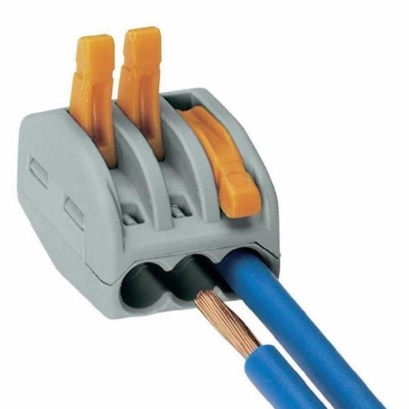 Borne de raccordement à levier 3 entrées avec serre câble (Pack de 20) - Silamp France