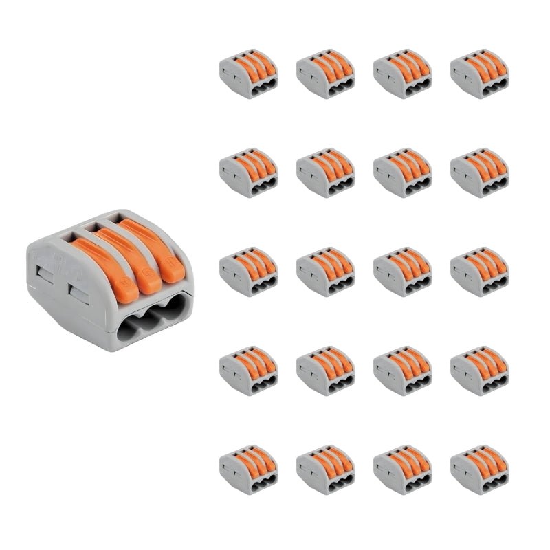 Borne de raccordement à levier 3 entrées avec serre câble (Pack de 20) - Silamp France