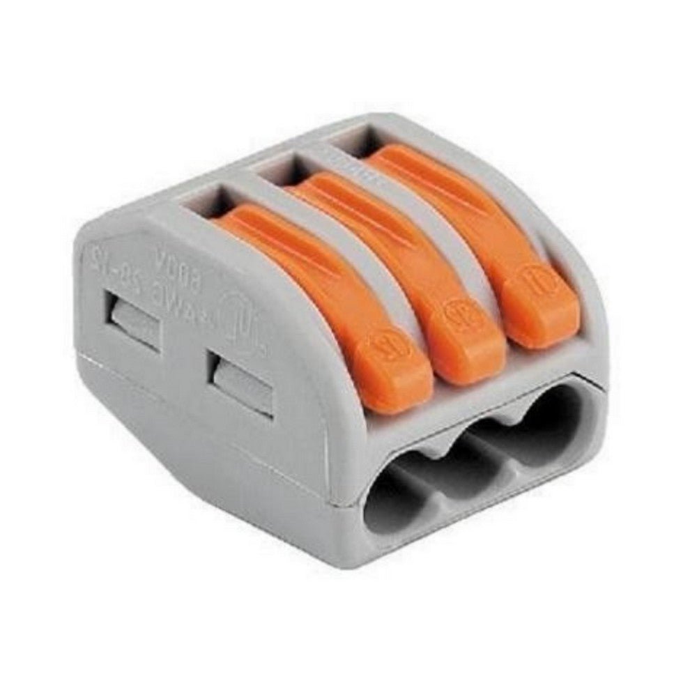 Borne de raccordement à levier 3 entrées avec serre câble (Pack de 20) - Silamp France