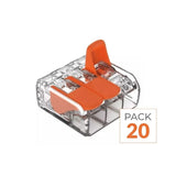 Pack de  20 - Borne de raccordement à levier 3 entrées