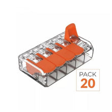 Pack de  20 - Borne de raccordement à levier 5 entrées