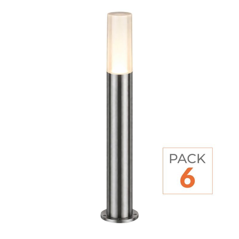 Borne Extérieure 60cm 220V IP65 ARGENT pour Ampoule E27 (Pack de 6) - Silamp France