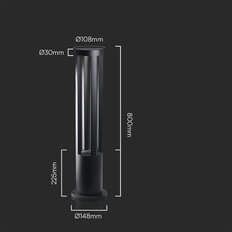 Borne Extérieure LED Design 80cm 220V IP65 Noir 10W - Silamp France