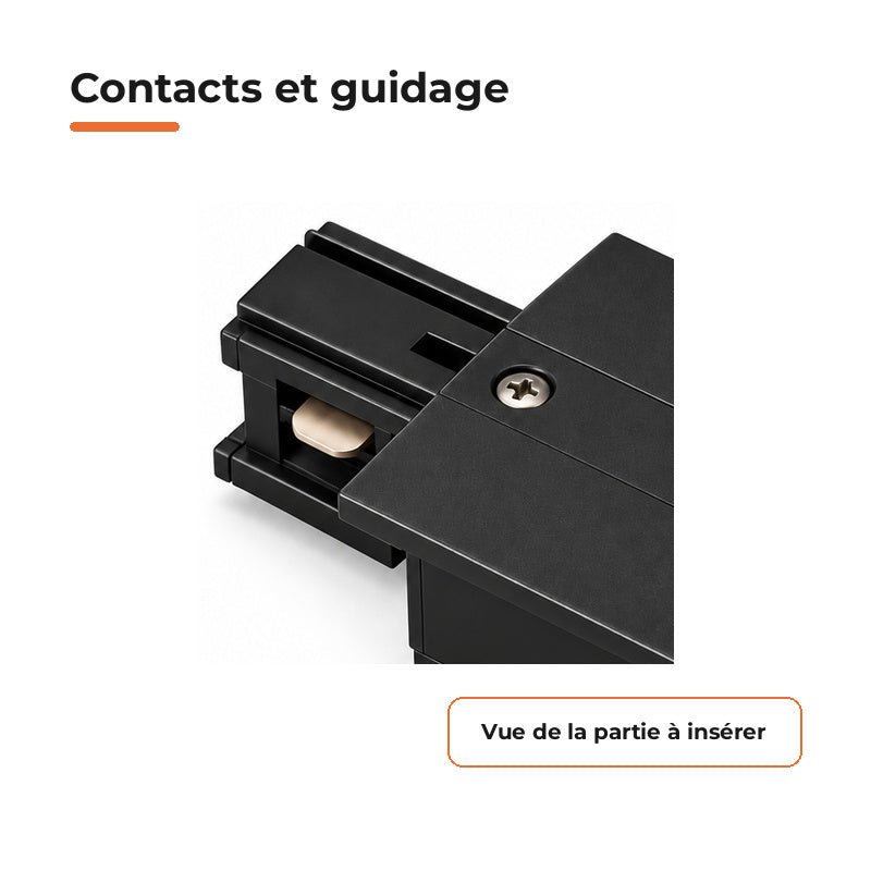 Connecteur d'Alimentation pour Rail Encastrable Monophasé Noir - Silamp France