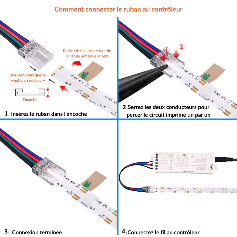 Connecteur Droit Pour Ruban COB RGB 10 mm - Silamp France
