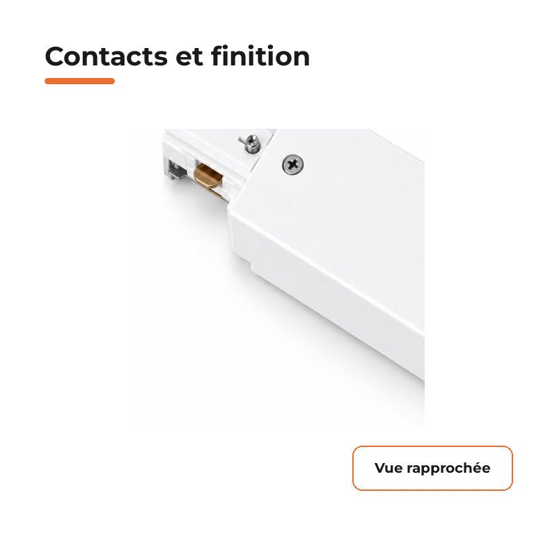Connecteur Droit Rail Encastrable Monophasé Blanc - Silamp France