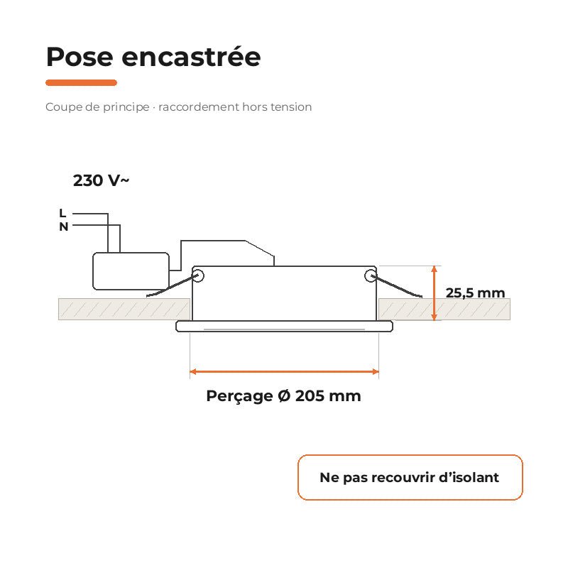 Downlight Dalle LED Ronde Ø229mm 18W Blanc CCT - Silamp France