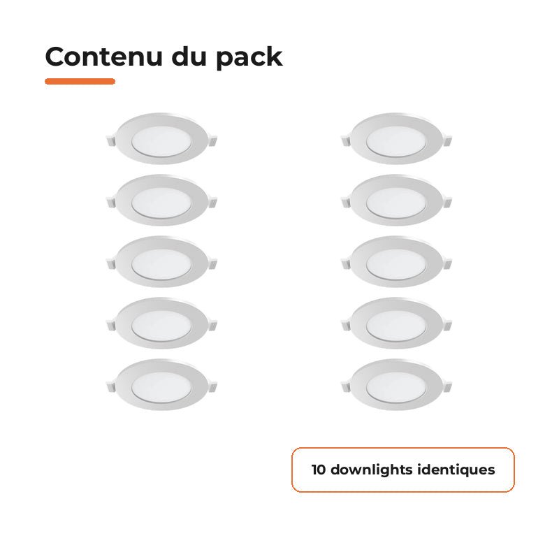 Downlight Dalle LED Ronde Ø85mm 4W Dimmable Blanc CCT - Pack de 10 - Silamp France