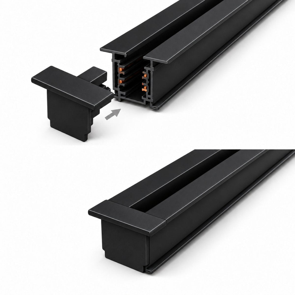 Embout de Fermeture pour Rail Encastrable Triphasé Noir - Silamp France