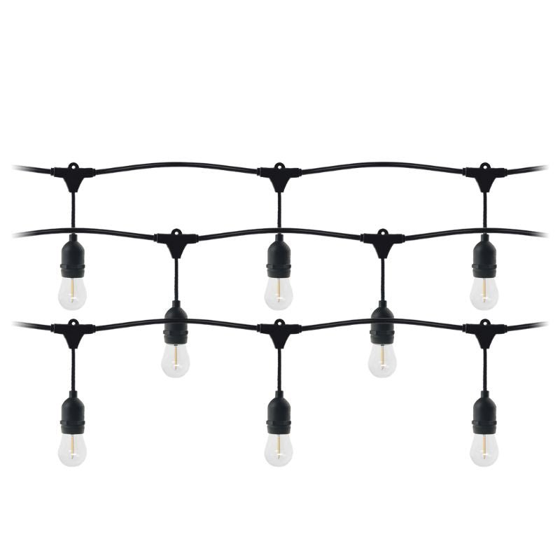 Guirlande Guinguette LED 220V 15M avec 10 Ampoules E27 1W Raccordable - Blanc Chaud 2300K - 3500K - Silamp France