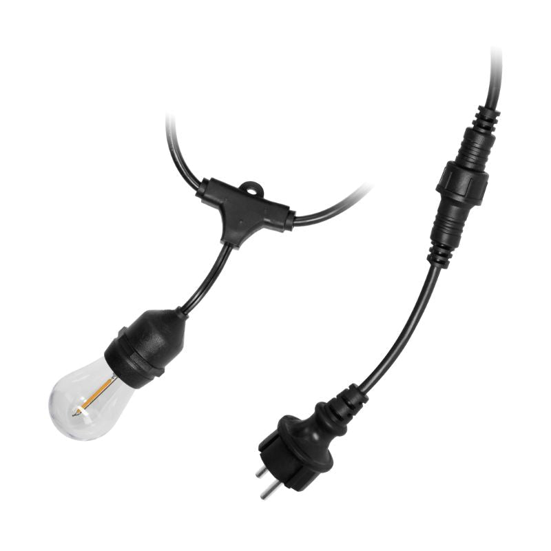Guirlande Guinguette LED 220V 20M avec 10 Ampoules E27 1W Raccordable - Blanc Chaud 2300K - 3500K - Silamp France
