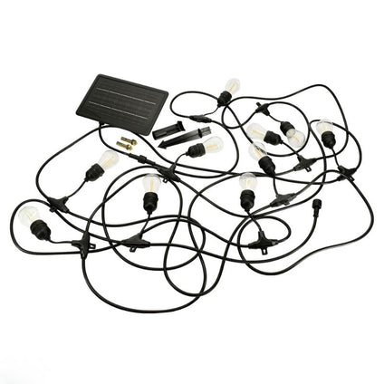Guirlande Guinguette Solaire LED 10M 10pcs 3W IP65 - Câble Noir - Silamp France