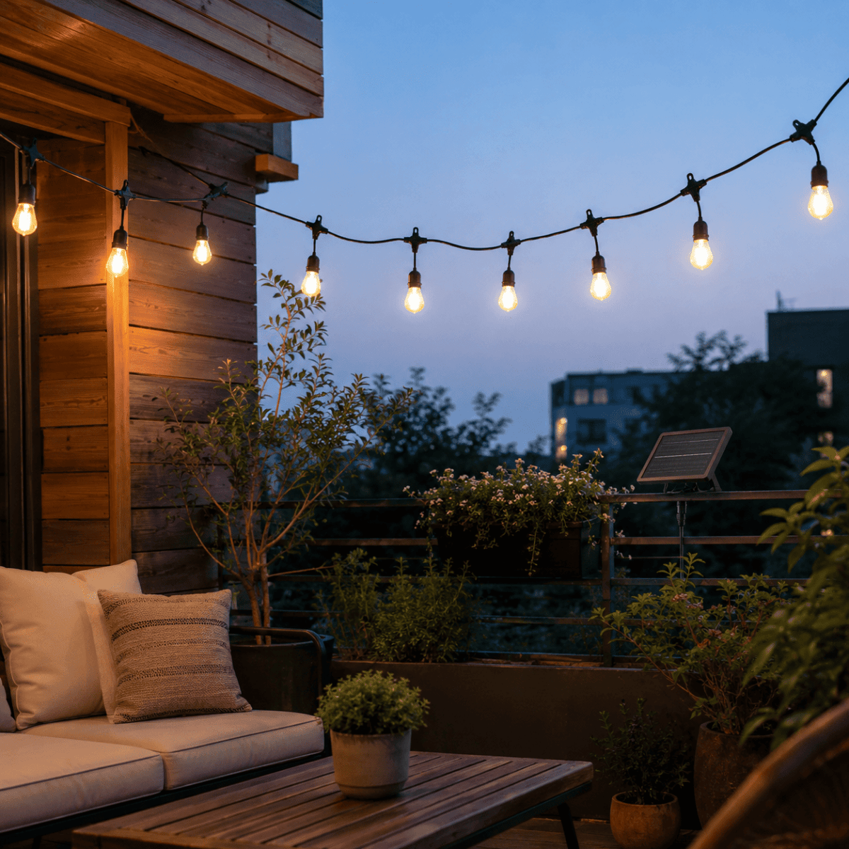 Guirlande Guinguette Solaire LED 10M 10pcs 3W IP65 - Câble Noir - Silamp France