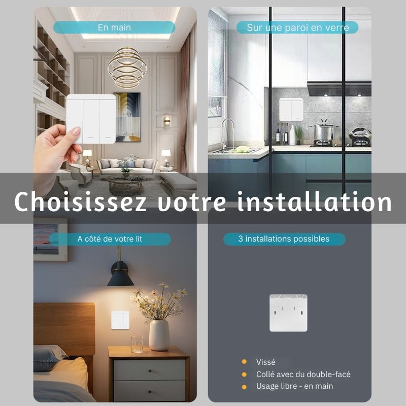 Interrupteur Mural sans Fil Bouton Triple avec 3 Récepteurs 220V 10A - Silamp France