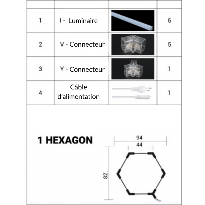 Kit 1 éclairage LED Hexagonal 42W - 120lm/W - Silamp France