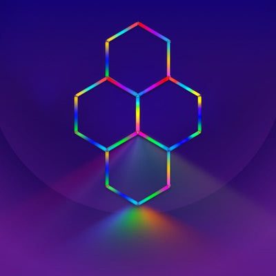 Kit 4 LED Hexagonal RGB 34W 110lm/w