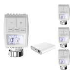 Kit 4 Têtes Thermostatiques Connectées Écran LCD + Passerelle Zigbee Ethernet