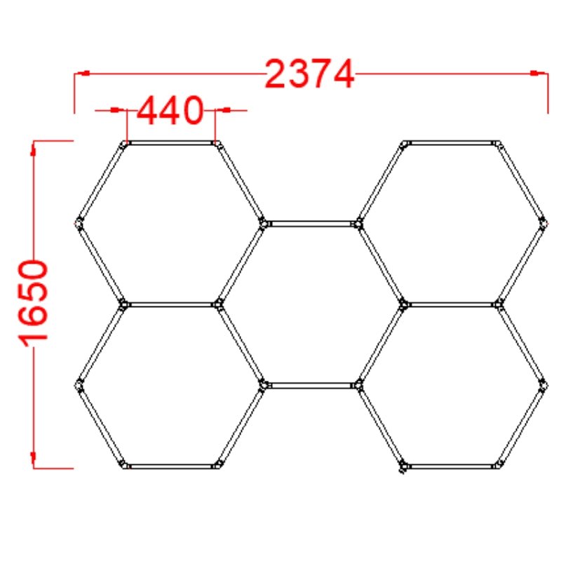 Kit 5 éclairages LED Hexagonal 156W - 110lm/W - Silamp France