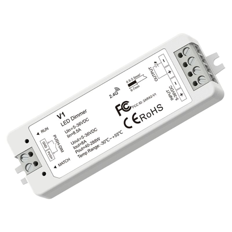 Kit Contrôleur LED Monocouleur RF 5 - 36V DC Max 8A avec Télécommande - Blanc - Silamp France